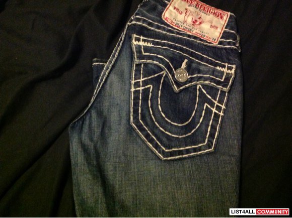 true religion jeans white stitching men's