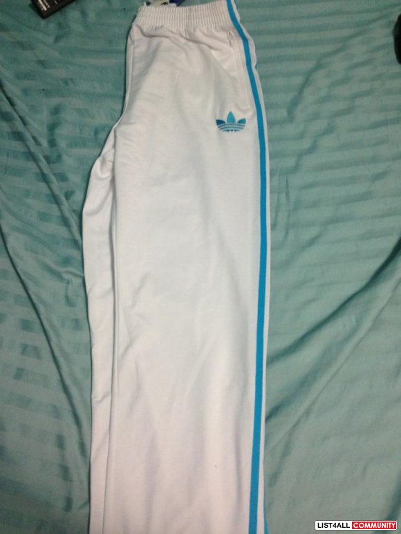 Large White Adidas track pants BNWT