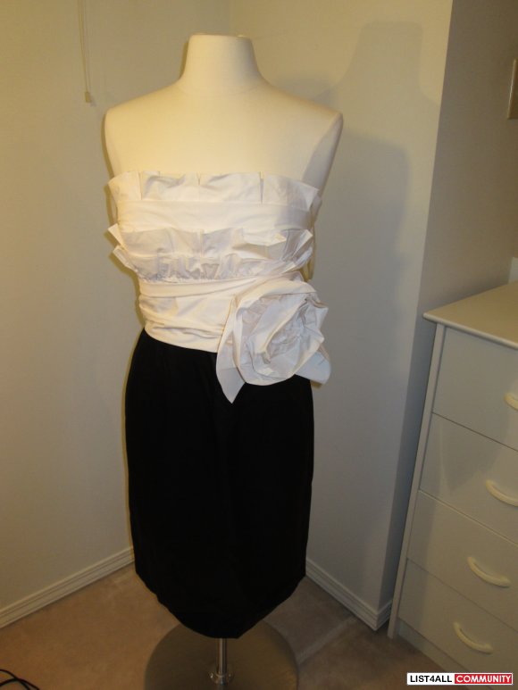 BCBG Black White Rose Detail Dress Size 8