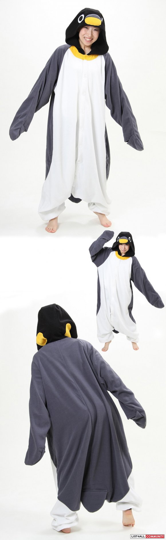 Grey penguin unisex adult onesies pajama costume - Kigurumi