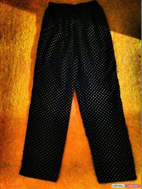 Black pants with white dots