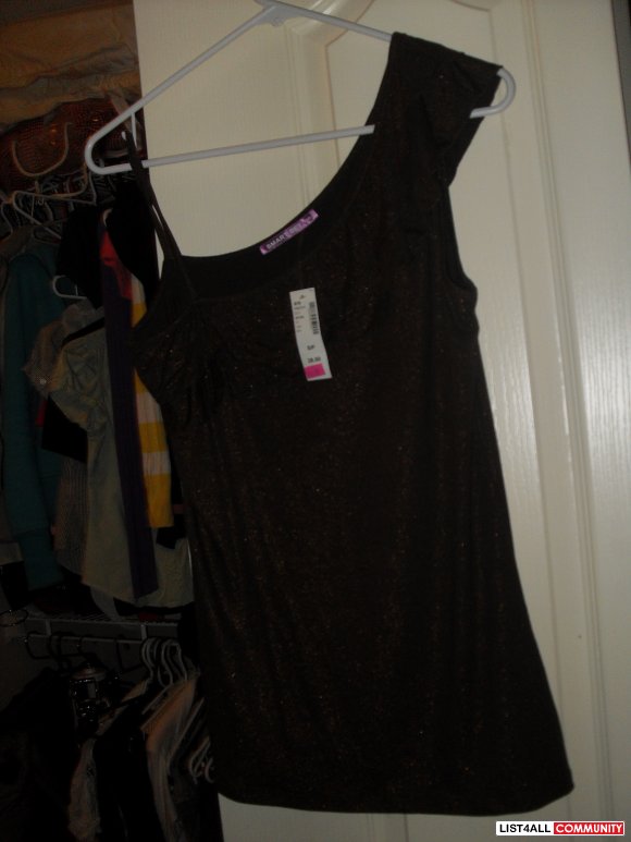 brown sparkly one shoulder top - size s