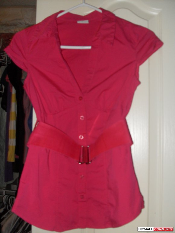 pink top with belt - size xs