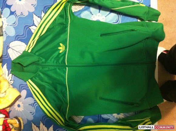 green and yellow stripes firebird adidas jacket