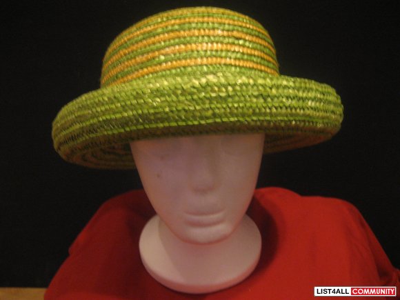 Green and Yellow Short Brimmed Dress Hat