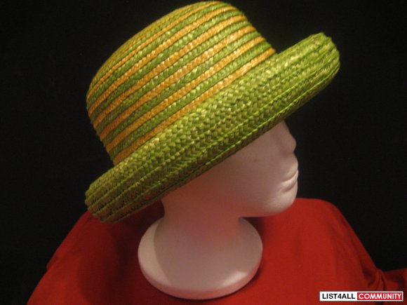 Green and Yellow Short Brimmed Dress Hat