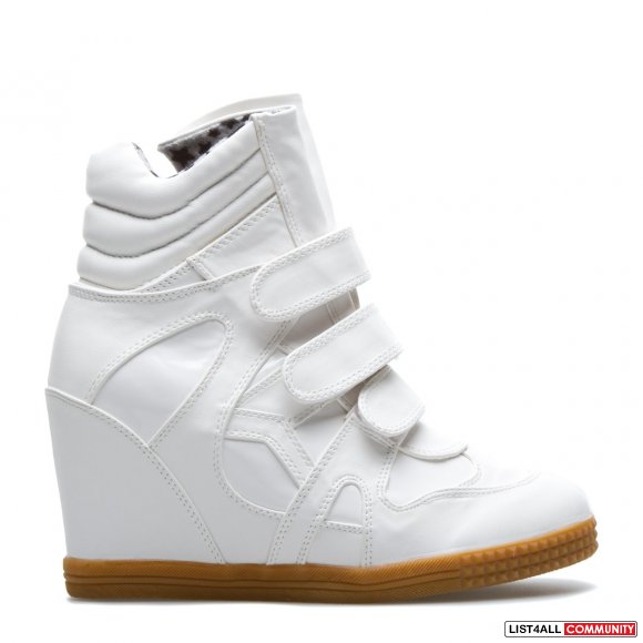 white hidden wedge sneakers