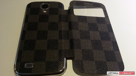 Samsung Galaxy S4 S-View case Louis Vuitton checkered pattern Grey