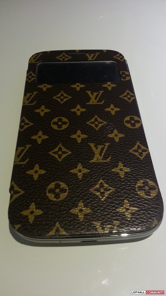 Samsung galaxy S4 S-View Louis Vuitton symbol patterned brown :: kfb :: List4All