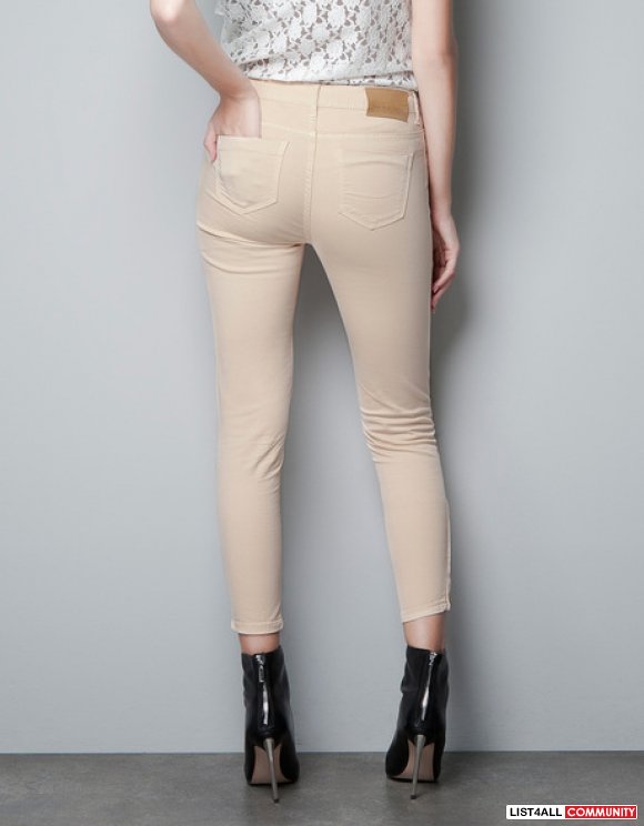 leather pants with zippers zara