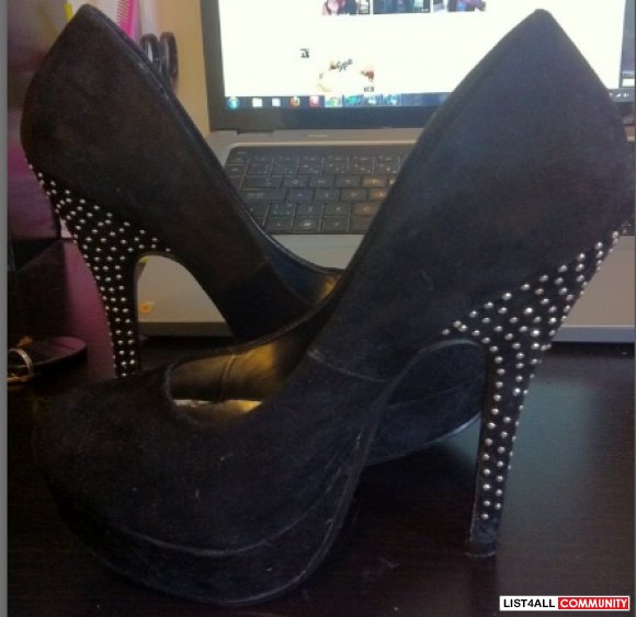 Black rhinestone heels