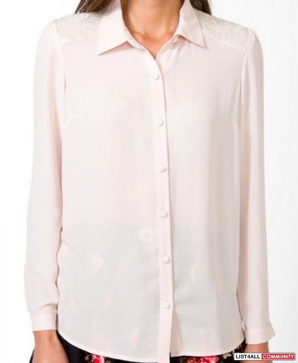 BNWT Pink Forever 21 Lace shoulder Blouse