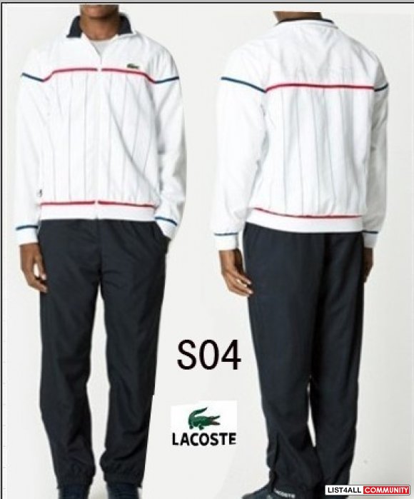 orange lacoste sweat suit