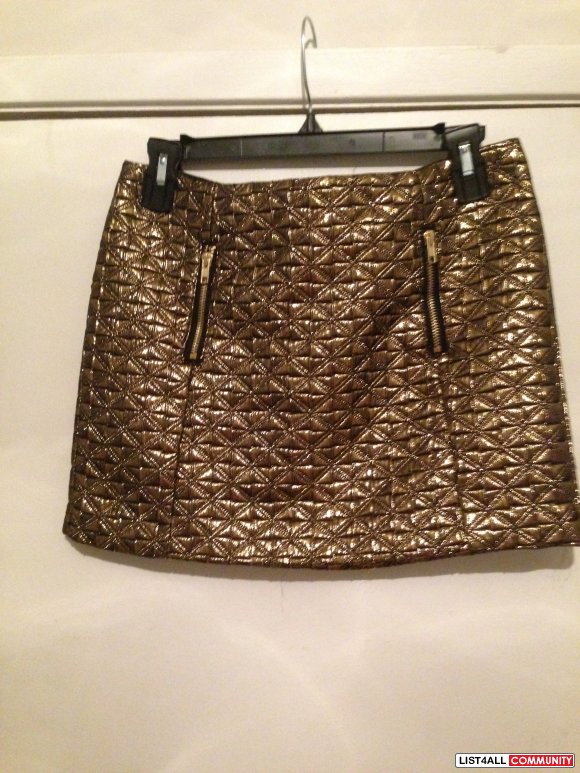 Topshop quilted gold skirt