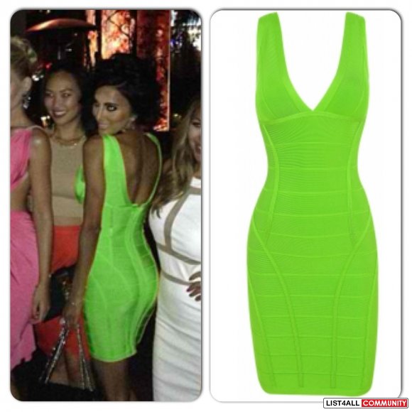 lime green bandage dress