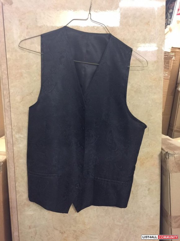 Black Patterned Suit Vest