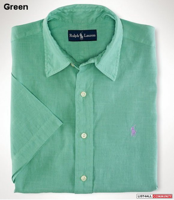 Polo Ralph Lauren Men Custom-Fit Linen Short Sleeve UK Hot