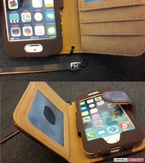 Designer wallet flip case w/ ID card pocket iPhone 5/5s (LV006)