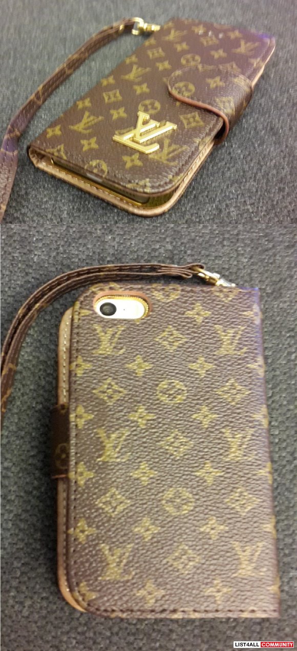 Designer monogram wallet flip case 3 card pockets for iPhone 5/5s