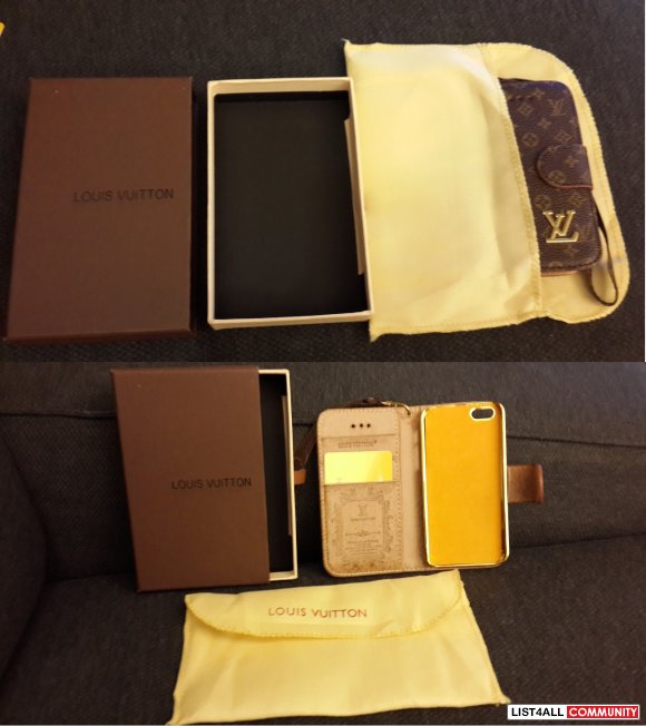 Designer monogram wallet flip case 3 card pockets for iPhone 5/5s