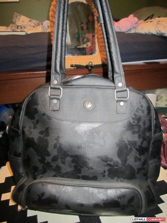 Black Lululemon Gym Bag / laptop bag with butterfly print