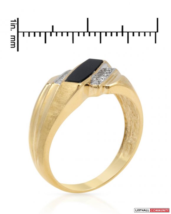 Yellow Gold Men's Ring &amp; Precious Stones - Genuine Diamonds and On