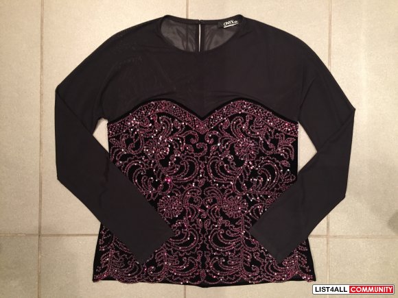 Purple & Black Sequined Top