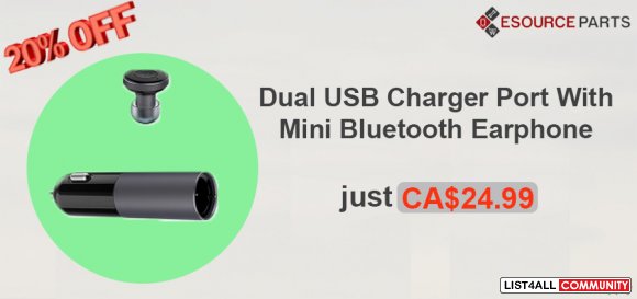 Dual USB wireless Charger with Port Mini Bluetooth Earphone