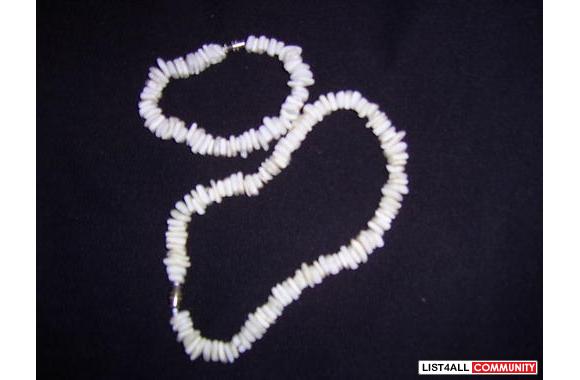 White Pooka Shell Choker and Bracelet.Buy it now: 
