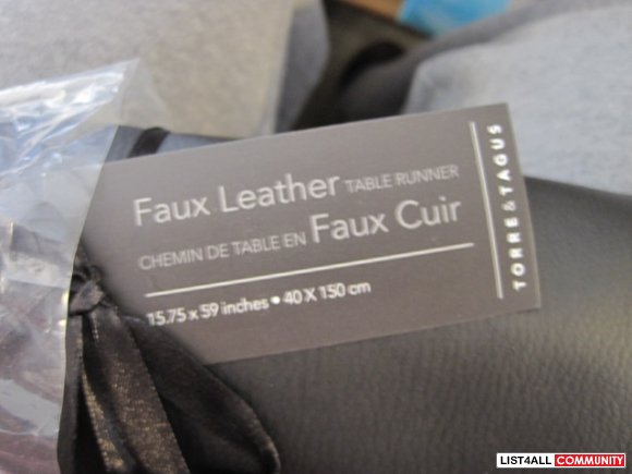black faux leather table runner
