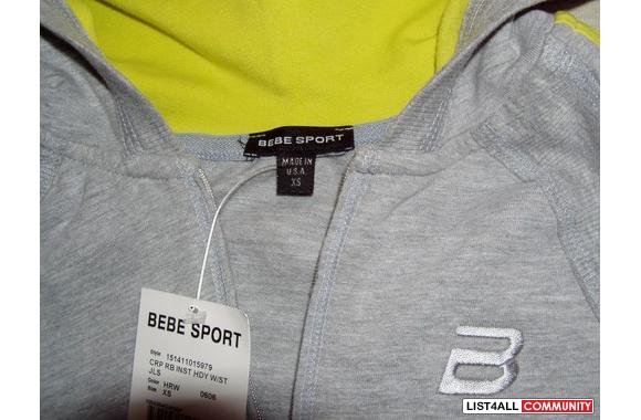 NEW   WITH TAG BEBE SPORT CROPPED HOODIE 100 % Aut