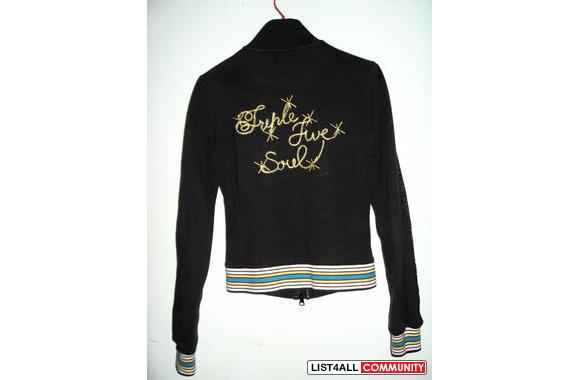 TRIPLE FIVE SOUL ZIPUP 100 % AuthenticZip-frontBla