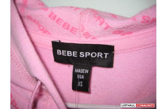 NEW   WITH TAG BEBE SPORT HOODIEPinkLogo Short Sle