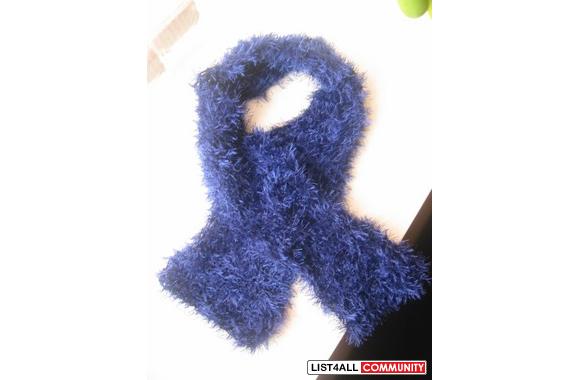 New Royal Blue Hand-Knit SCARF Beat the winter chi