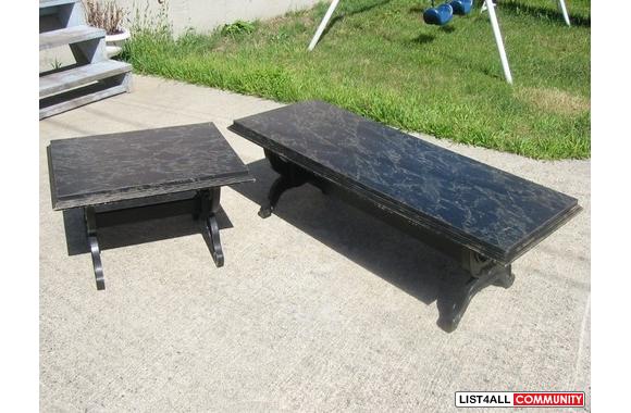 Retro Coffee Table and Side Table SetMarble Effect