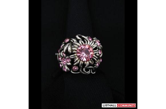 New Dyrberg/Kern  PASSIO  ring pink with Swarovski