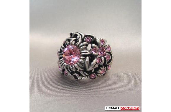 New Dyrberg/Kern  PASSIO  ring pink with Swarovski