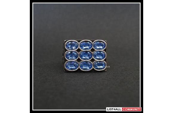 New Dyrberg/Kern  BLEUZ  ring with blue Swarovski 