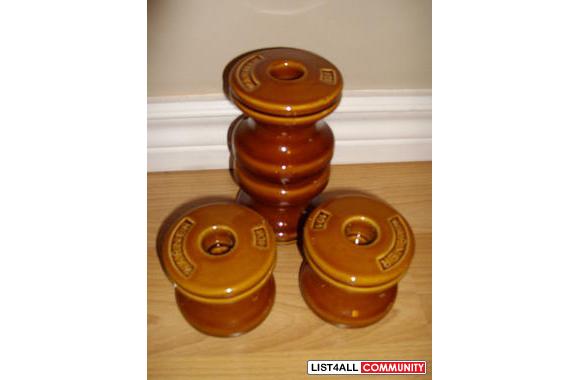 Insulator candle holders - set of three. Retail $2