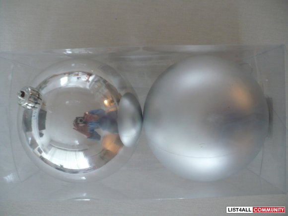 2 large Ball Ornaments silver