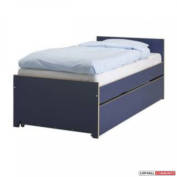 Ikea Twin Bed w.Pull-Out Bed/Drawer + 2 Matresses