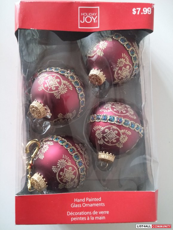 4-pack Hand Painted Ball Ornaments