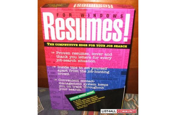 Resumes! for Windows PC software.  For Windows 3.1