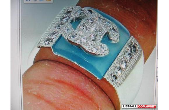 Chanel like Ring in Solid Sterling 925 Silver CZ T