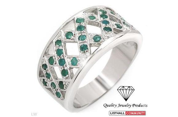 Elegant Ring With 0.58cte Genuine Emeralds Well Ma