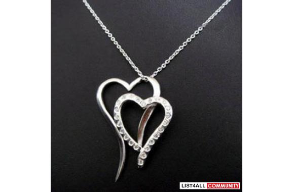 925 SilverDouble Across Loving Heart Neckless 18&q