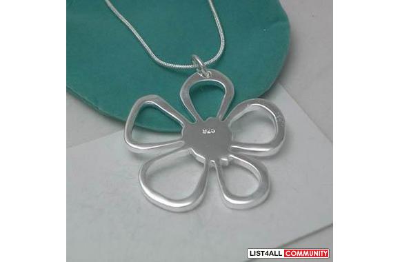 925 SILVER Loving Charm Flower Tag 20&quot; Neckless This piece