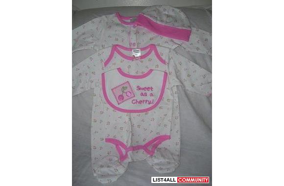 New Baby Girl Cherry Set  Very Sweet 4 piece set S