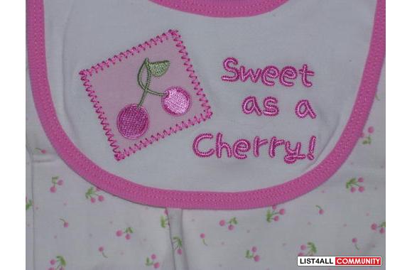 New Baby Girl Cherry Set  Very Sweet 4 piece set S