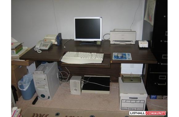 Large Office Desk  with hutchWood finishAdjustable